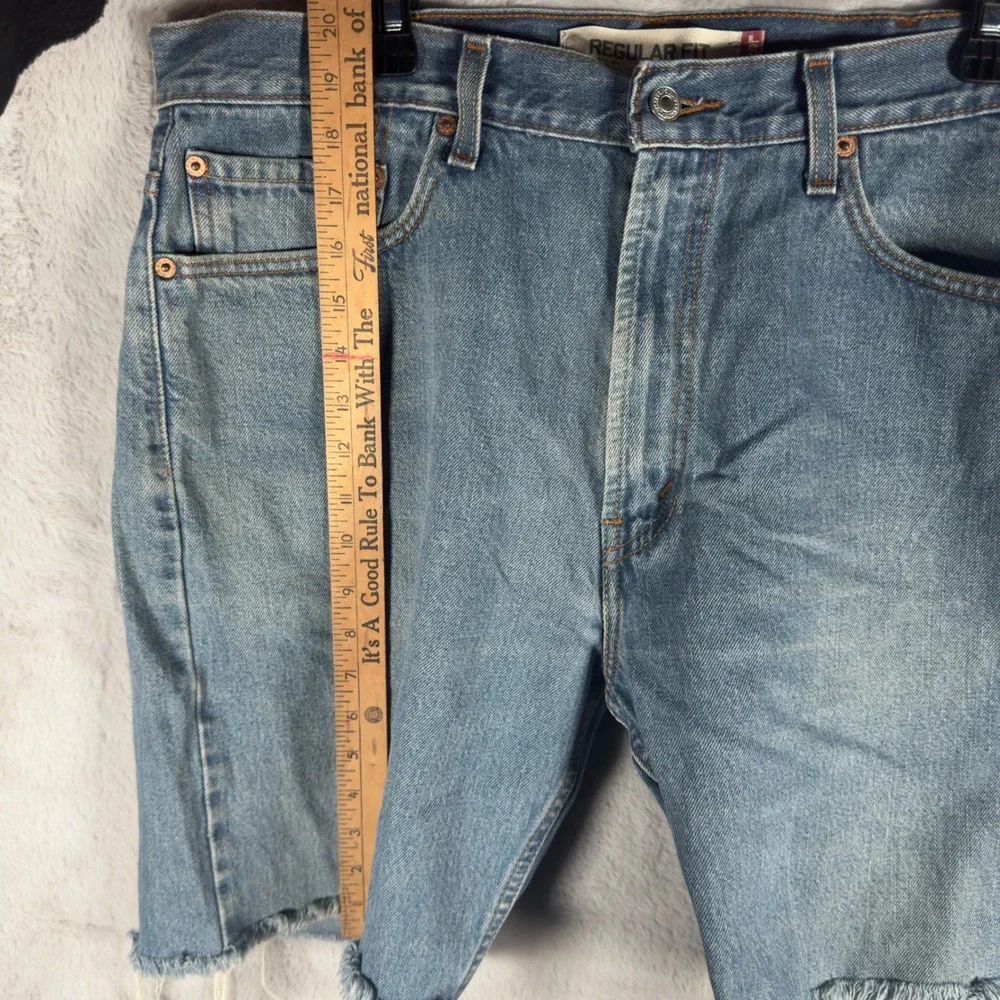Vintage Levis‎ 505 Regular Fit Distressed Denim Cut Off Shorts Blue Mens 38 2003